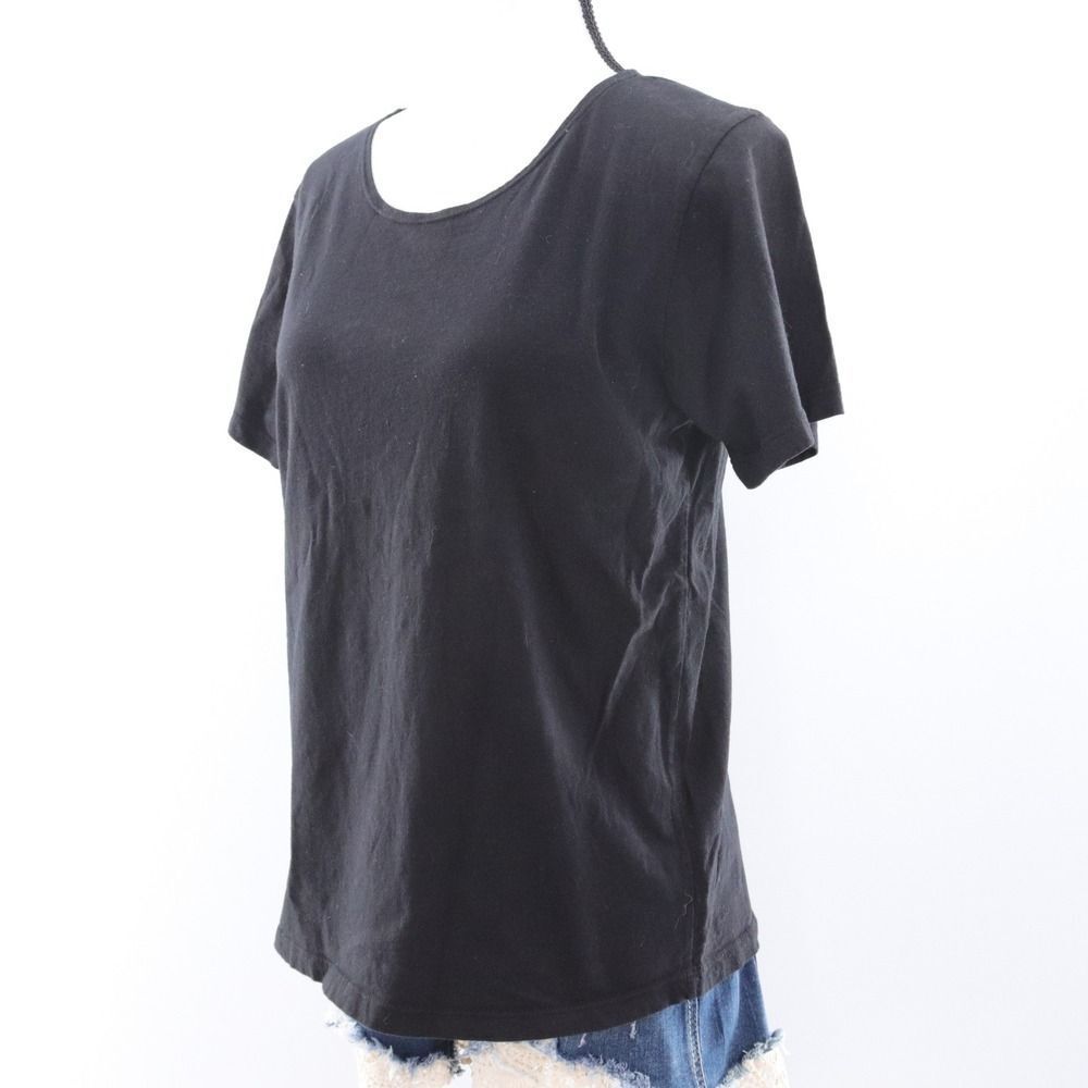 FLAX Black‎ Scoop Neck Short Sleeve Cotton T Shirt Top Women's Size S